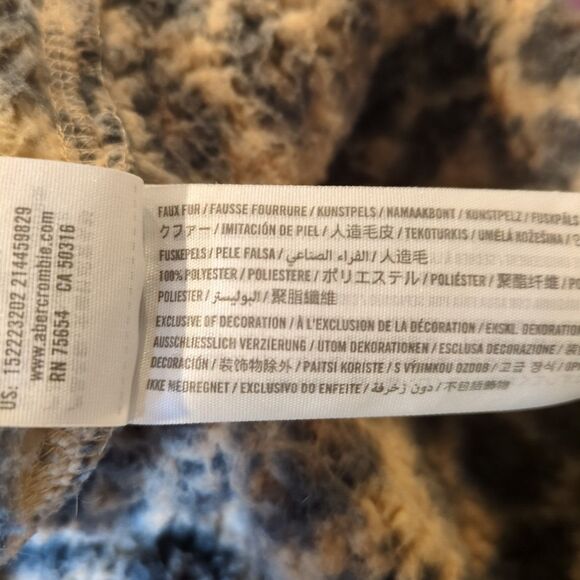 Abercrombie & Fitch Womens XXS Leopard Animal Print Sherpa Fleece Jacket‎ Coat - Picture 9 of 12